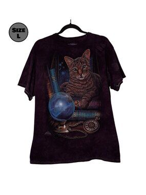 Cat Oracle with Crystal Ball USED Shirt (L, Purple, The Mountain, Lisa Parker)